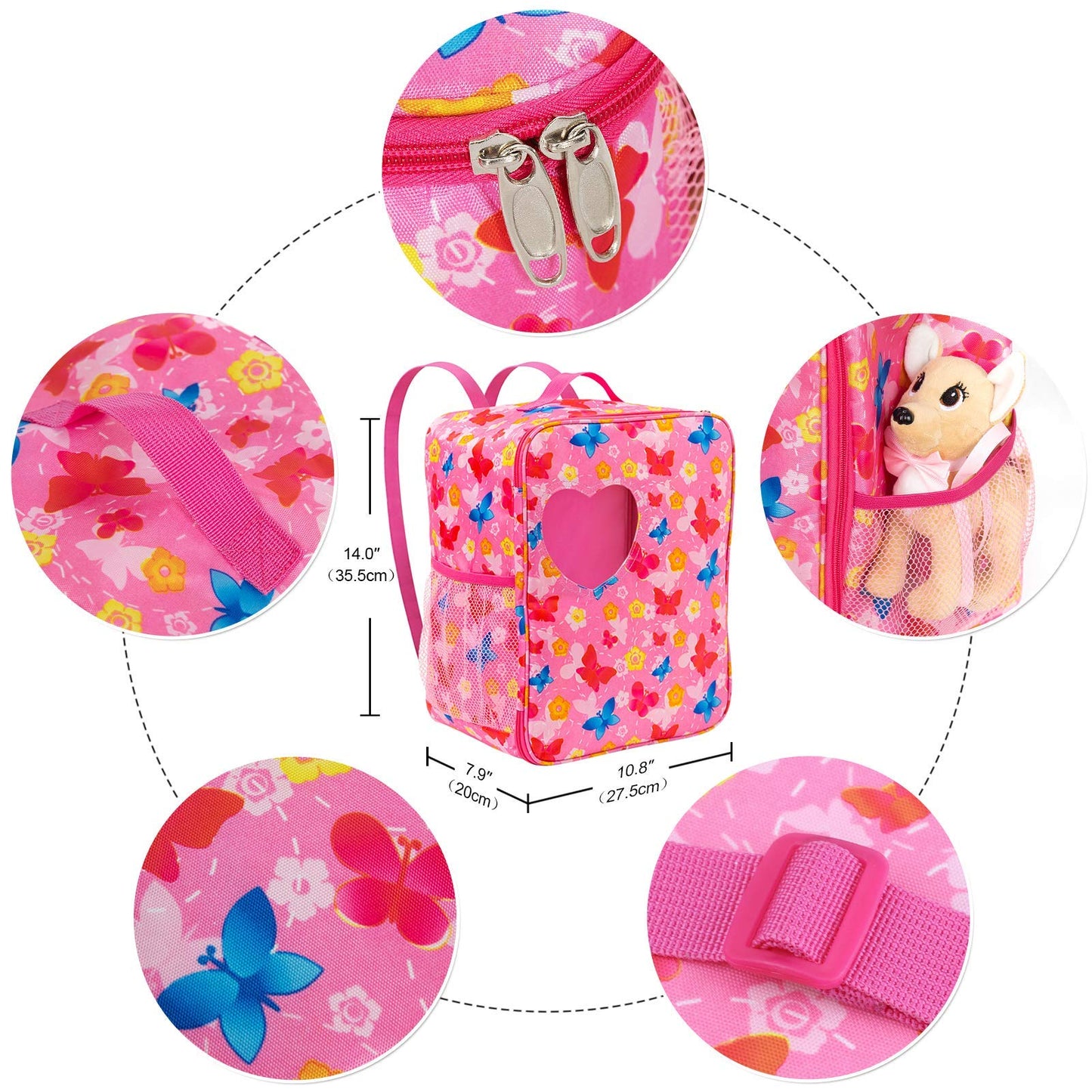 ZITA ELEMENT 18-Inch Doll Backpack - Butterfly Design & Clothes Set