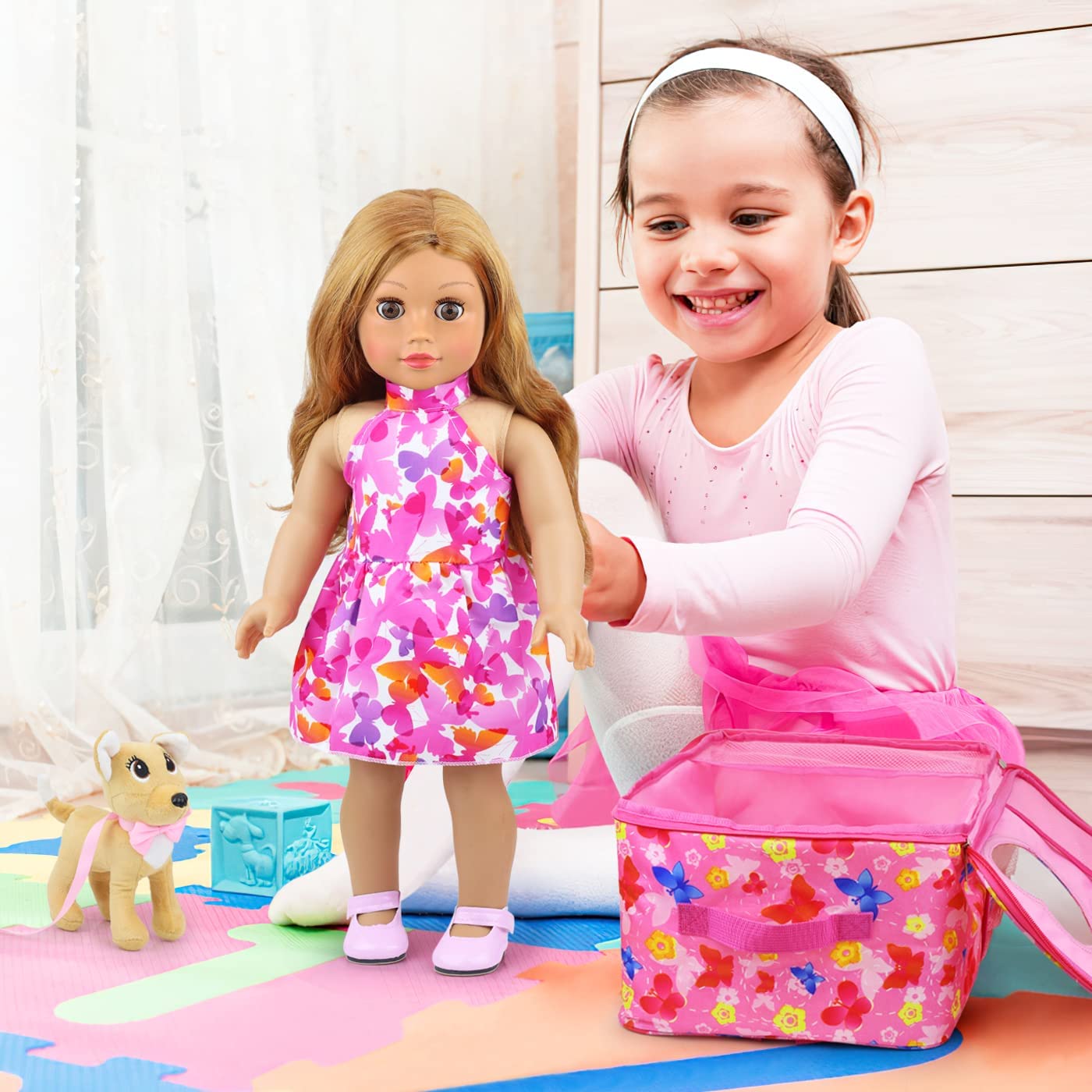 ZITA ELEMENT 18-Inch Doll Backpack - Butterfly Design & Clothes Set