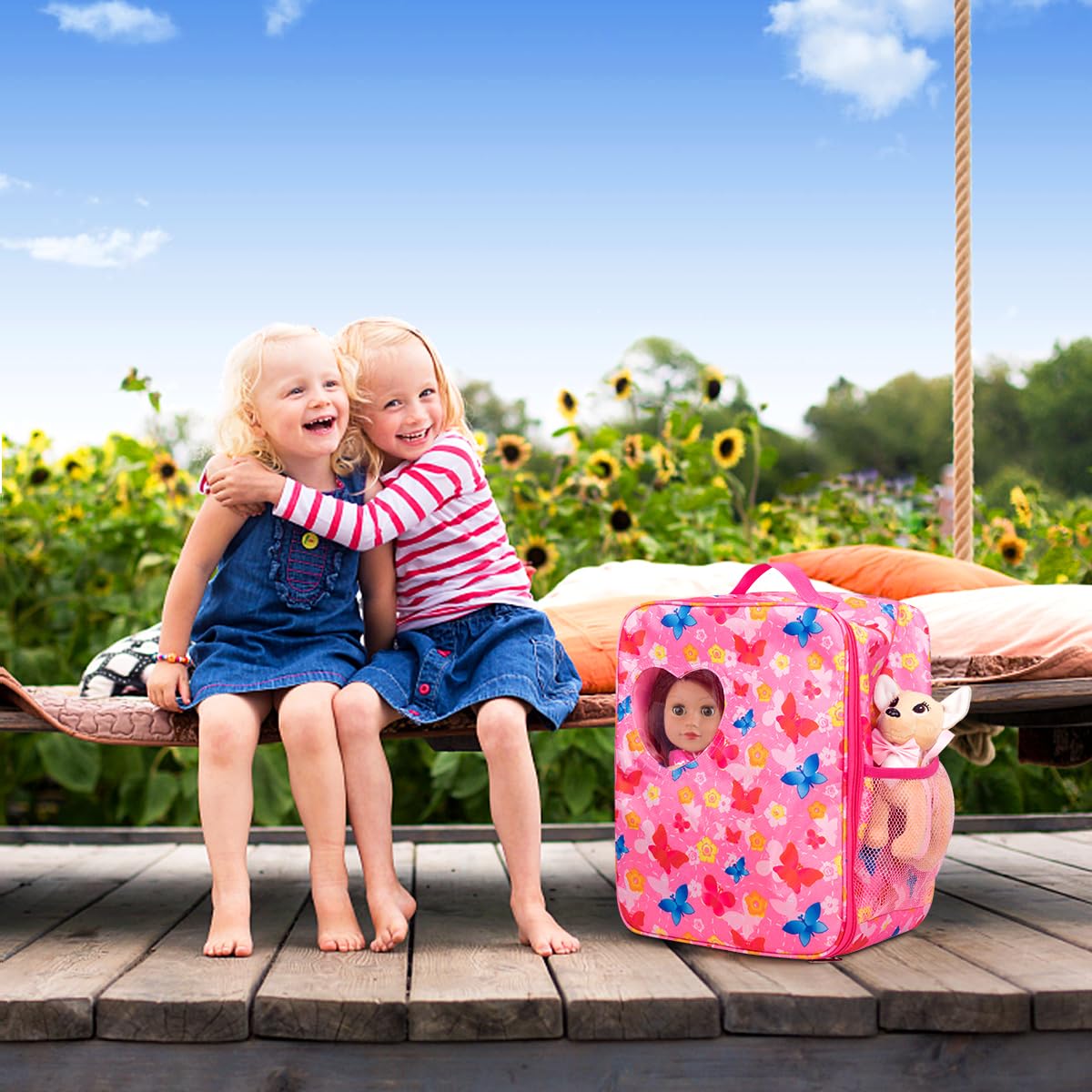 ZITA ELEMENT 18-Inch Doll Backpack - Butterfly Design & Clothes Set