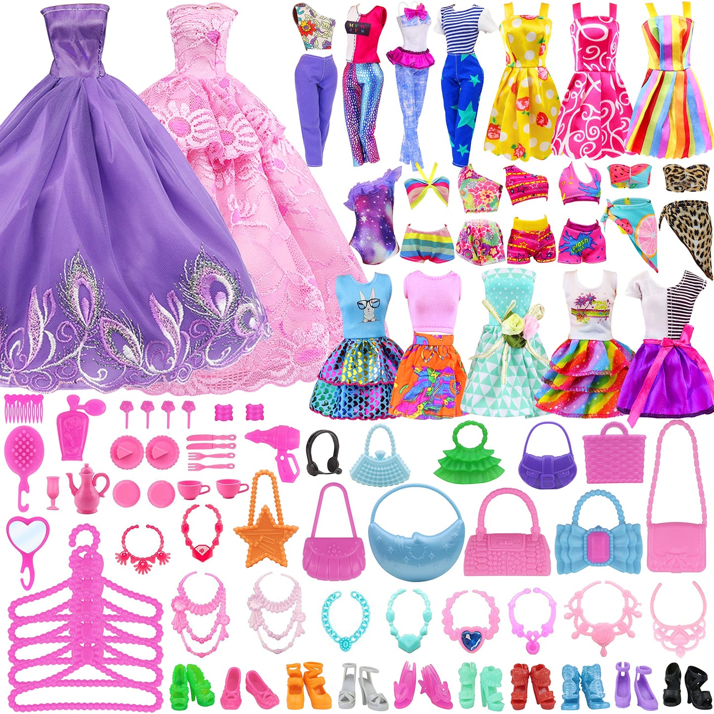 ZITA ELEMENT 11.5-Inch Doll Wardrobe Set – 101-Piece Clothes & Accessories for 11.5-Inch Dolls