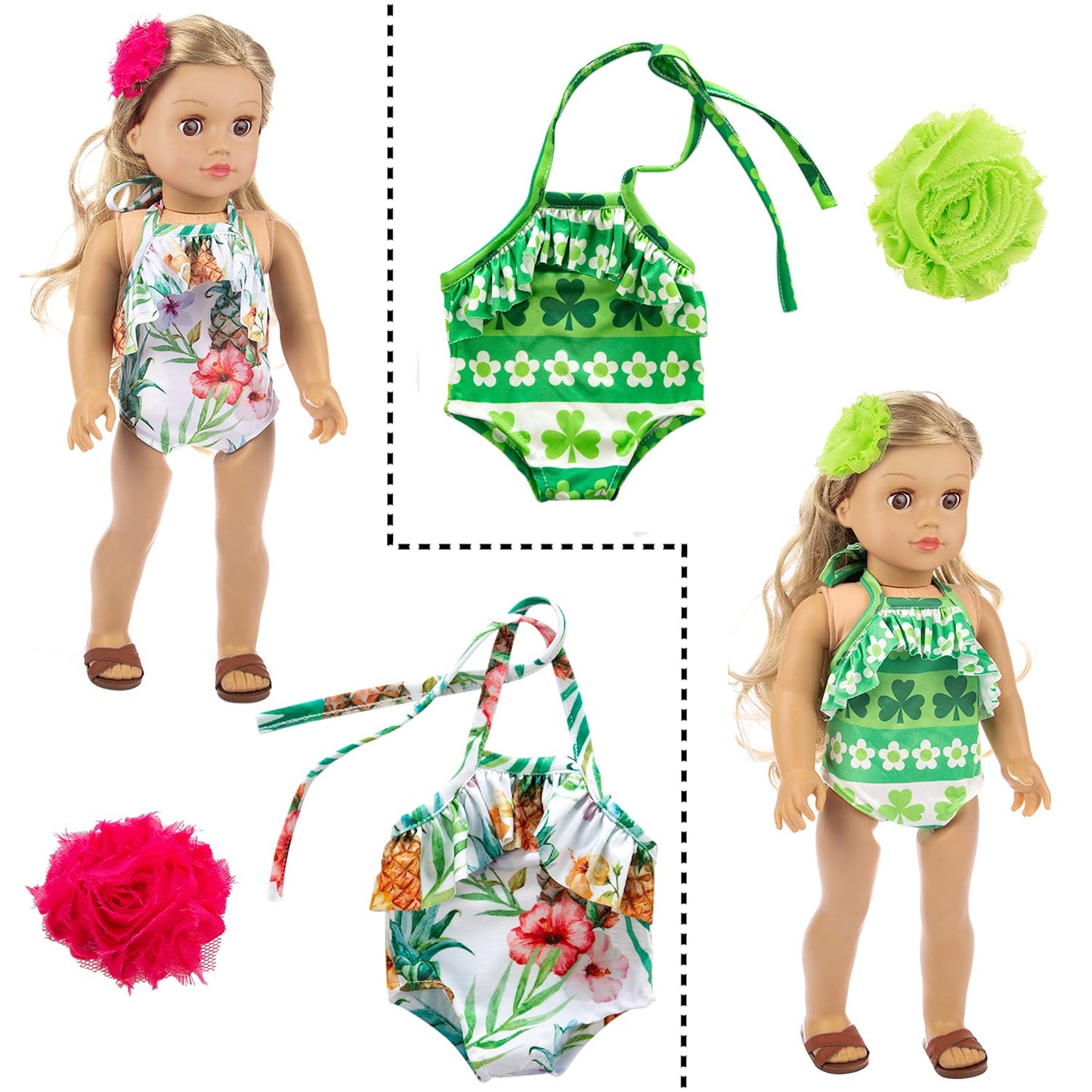 ZITA ELEMENT 24-Pcs American Doll Clothes Set for 18-Inch Dolls – Dresses, Swimsuits, Tights