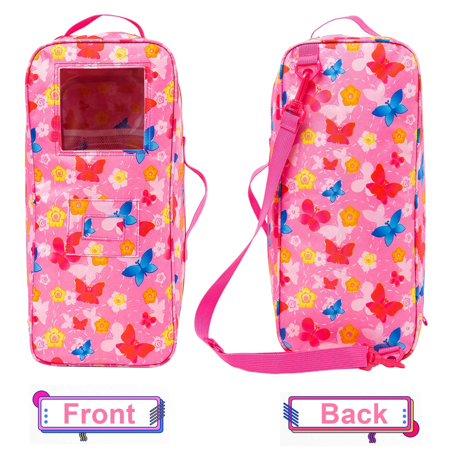 ZITA ELEMENT Quality 14.5 Inch Doll Carrier Case – Butterfly Design Travel Bag for 14-14.5 Inch Dolls