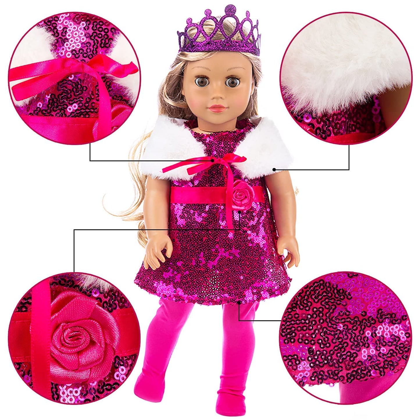 ZITA ELEMENT 24-Pcs American Doll Clothes Set for 18-Inch Dolls – Dresses, Swimsuits, Tights