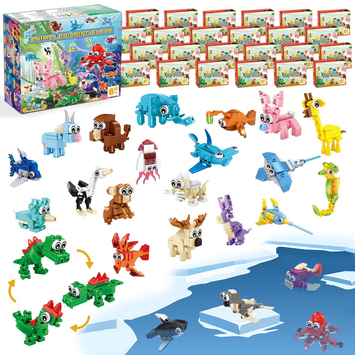 Zitetbolo 24-Pack Animals Building Blocks — 72 Models, Party Favors & Classroom Prizes