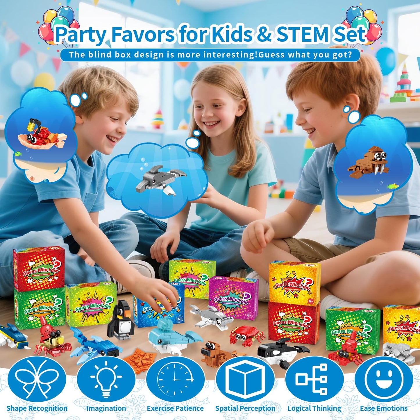 Zitetbolo Ocean Animals 24-Pack Building Block Toys — Party Favors & 12-in-1 Classroom Gifts