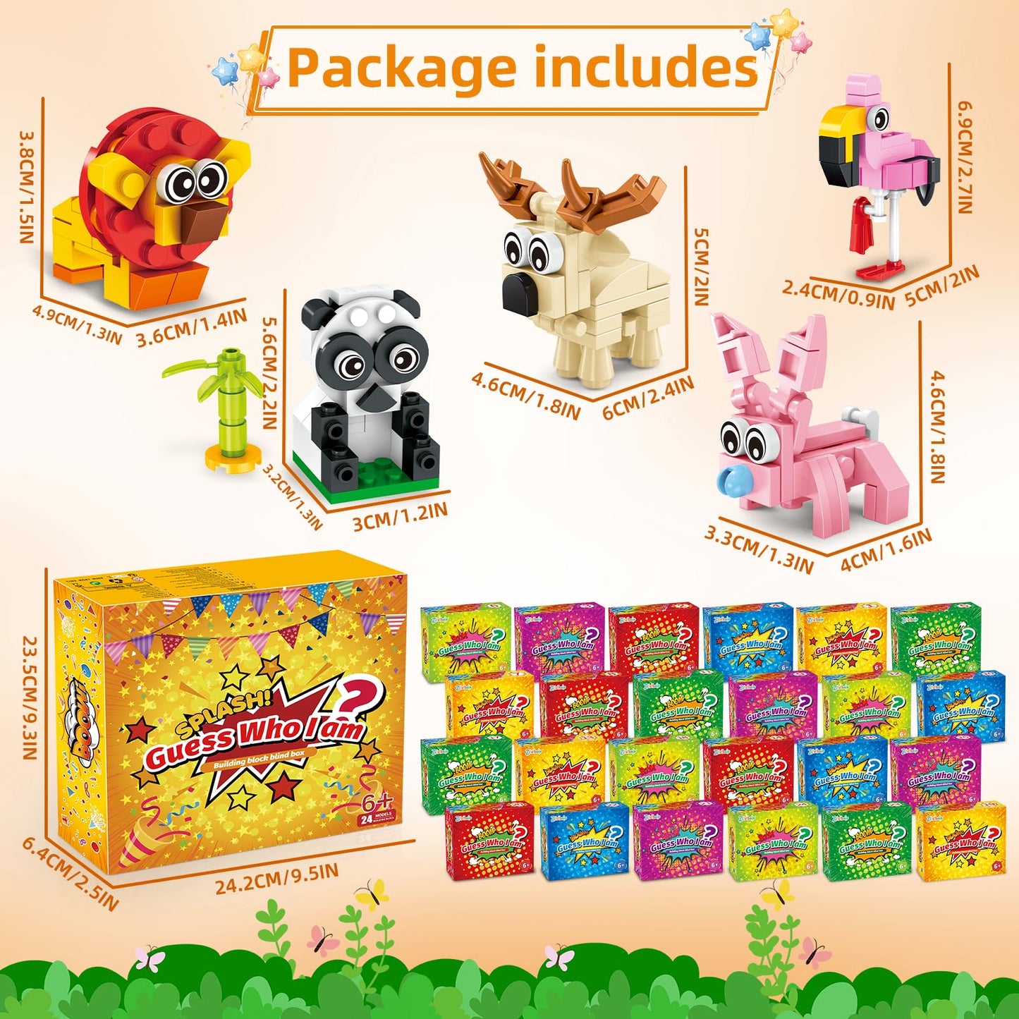 Zitetbolo 24 Pack Animal Building Blocks – 3-in-1 Mini Models for Kids Parties & Classroom Prizes
