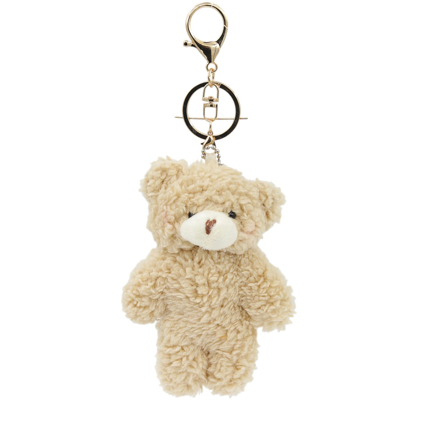 Zitokin Bear Plush Keychain – 5-Inch Brown Teddy with Purple Heart (A-Brown)