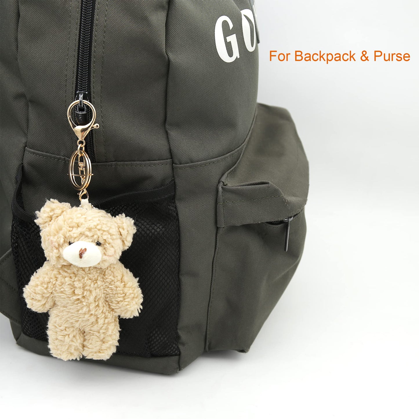 Zitokin Bear Plush Keychain – 5-Inch Brown Teddy with Purple Heart (A-Brown)