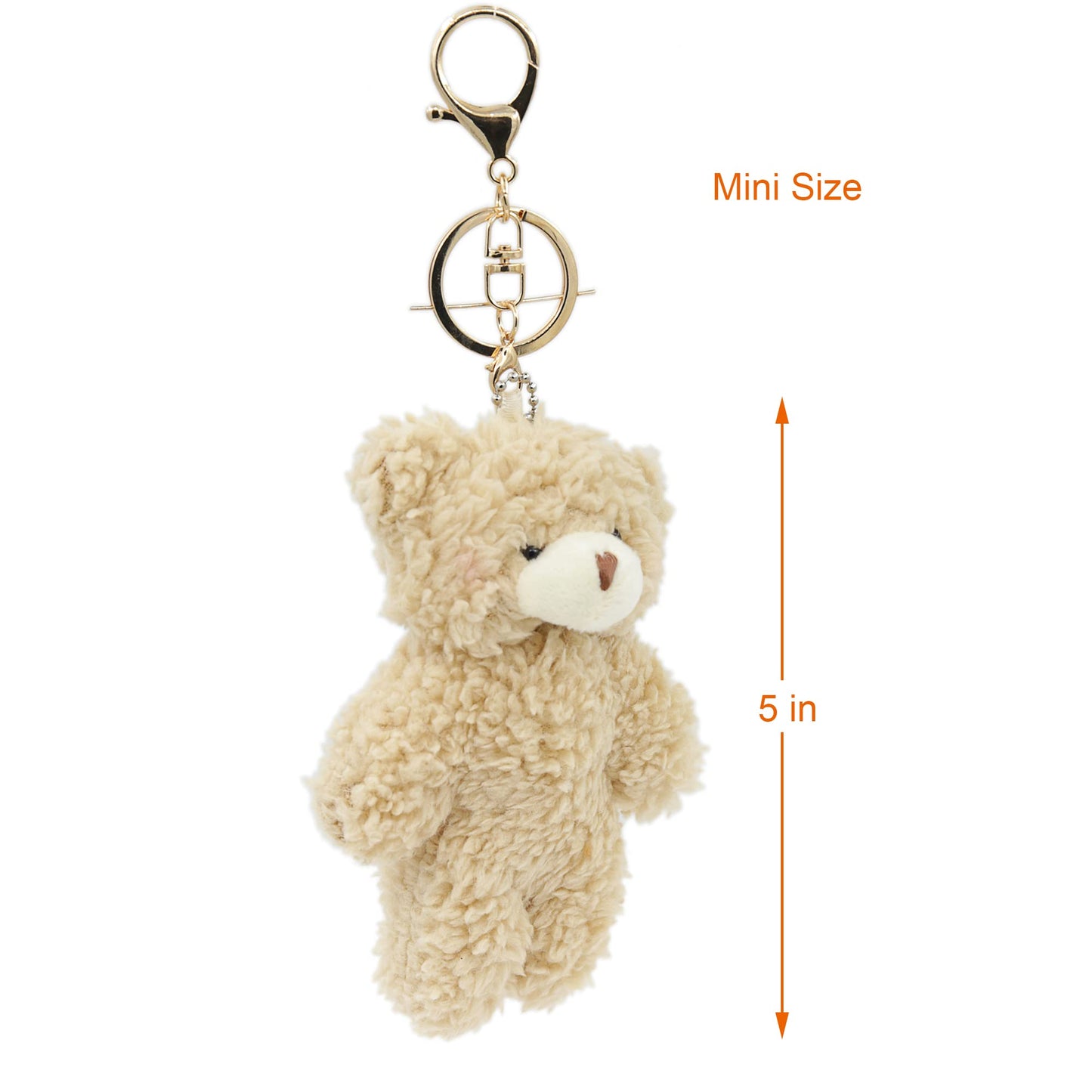 Zitokin Bear Plush Keychain – 5-Inch Brown Teddy with Purple Heart (A-Brown)