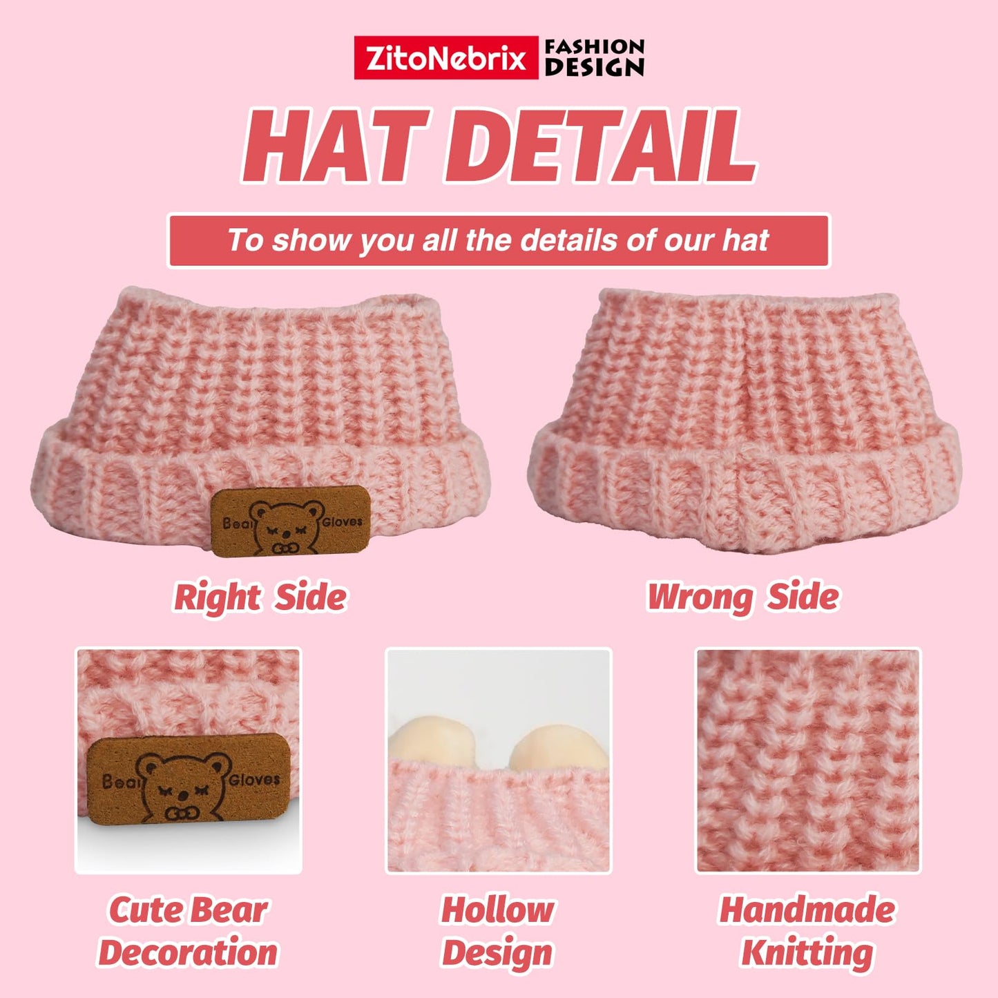 ZitoNebrix 5-Piece Crochet Doll Outfit for 15cm & 17cm Dolls – Light Pink