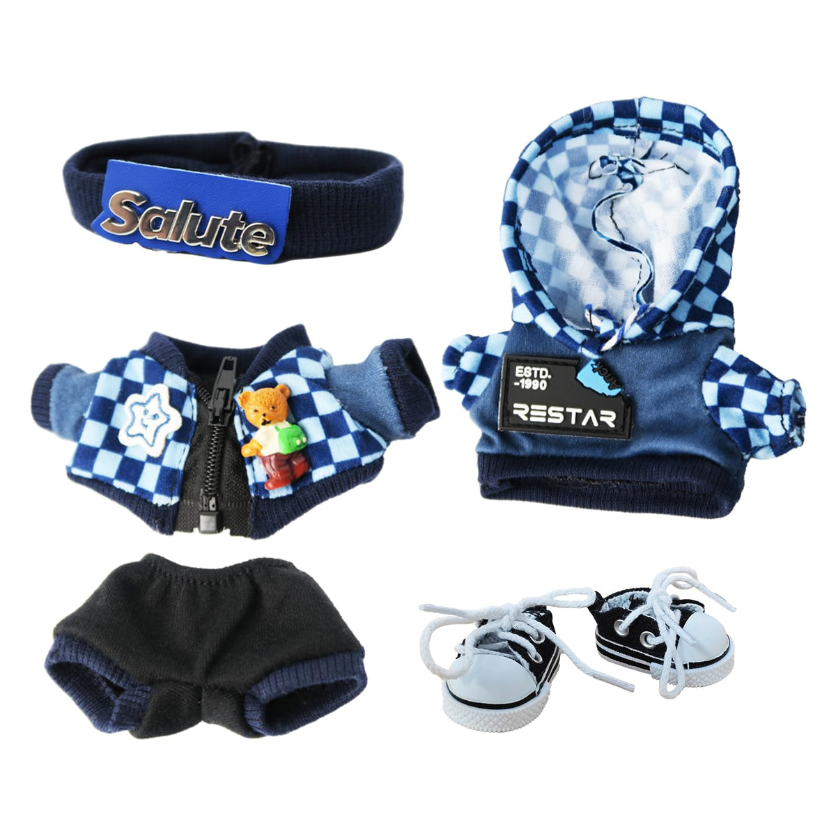 ZitoNebrix 5-Piece Blue Streetwear Doll Outfit for 17cm & 15cm Dolls