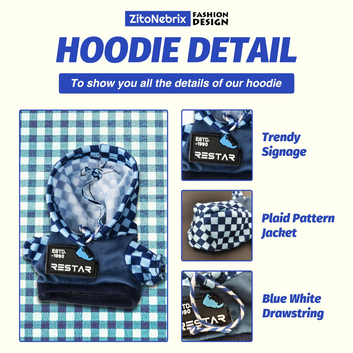 ZitoNebrix 5-Piece Blue Streetwear Doll Outfit for 17cm & 15cm Dolls
