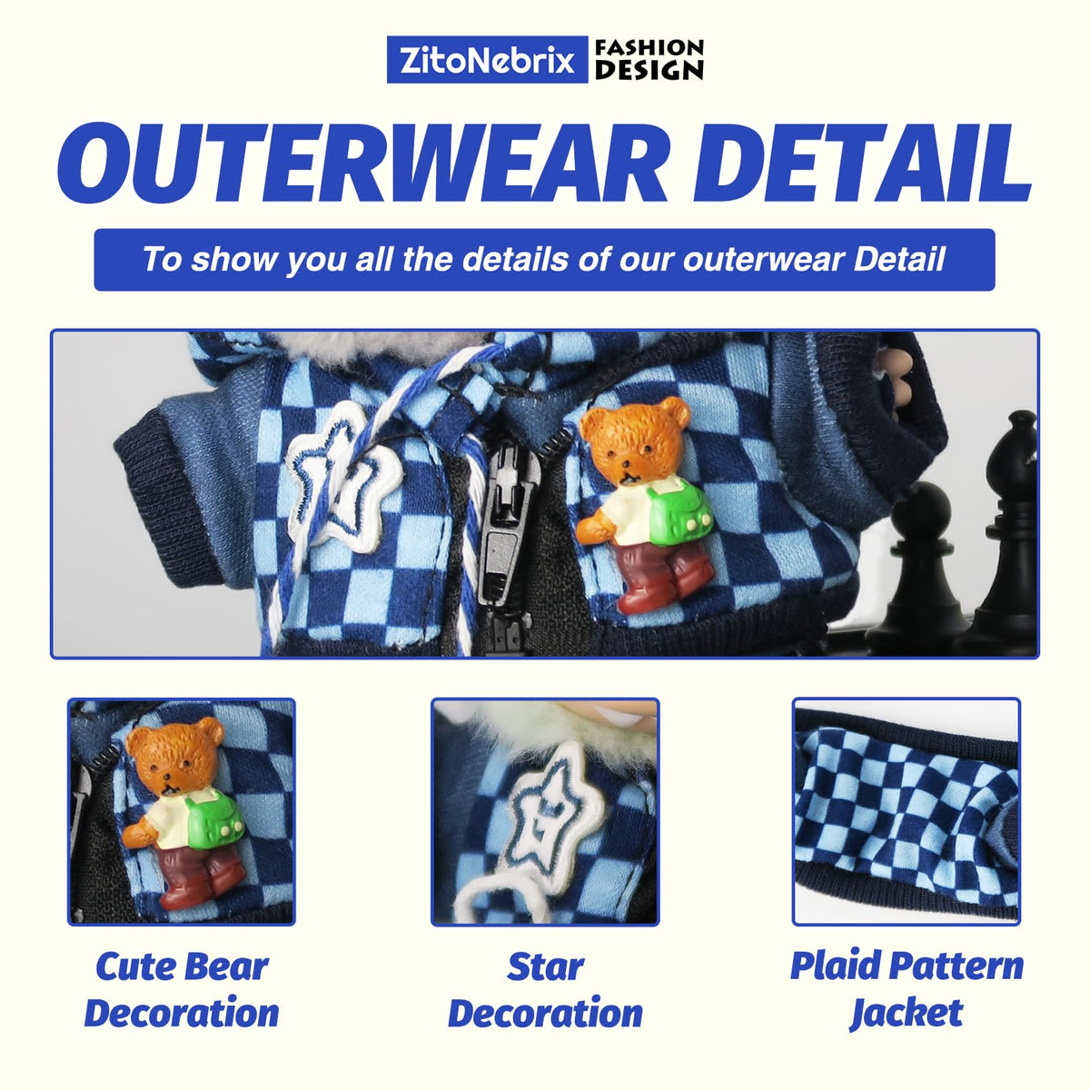 ZitoNebrix 5-Piece Blue Streetwear Doll Outfit for 17cm & 15cm Dolls