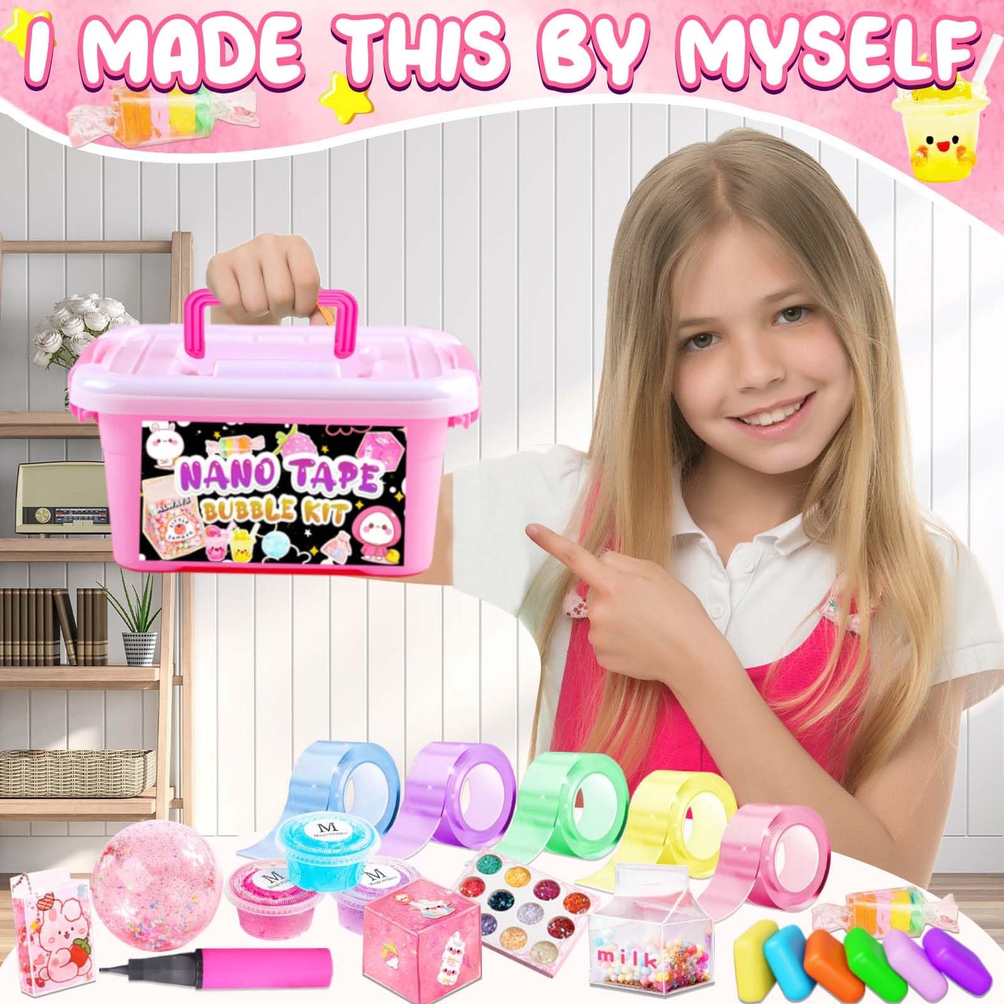 ZiZa Nano Tape Bubble Kit for Kids – DIY Bubble Maker & Squishy Craft Toy