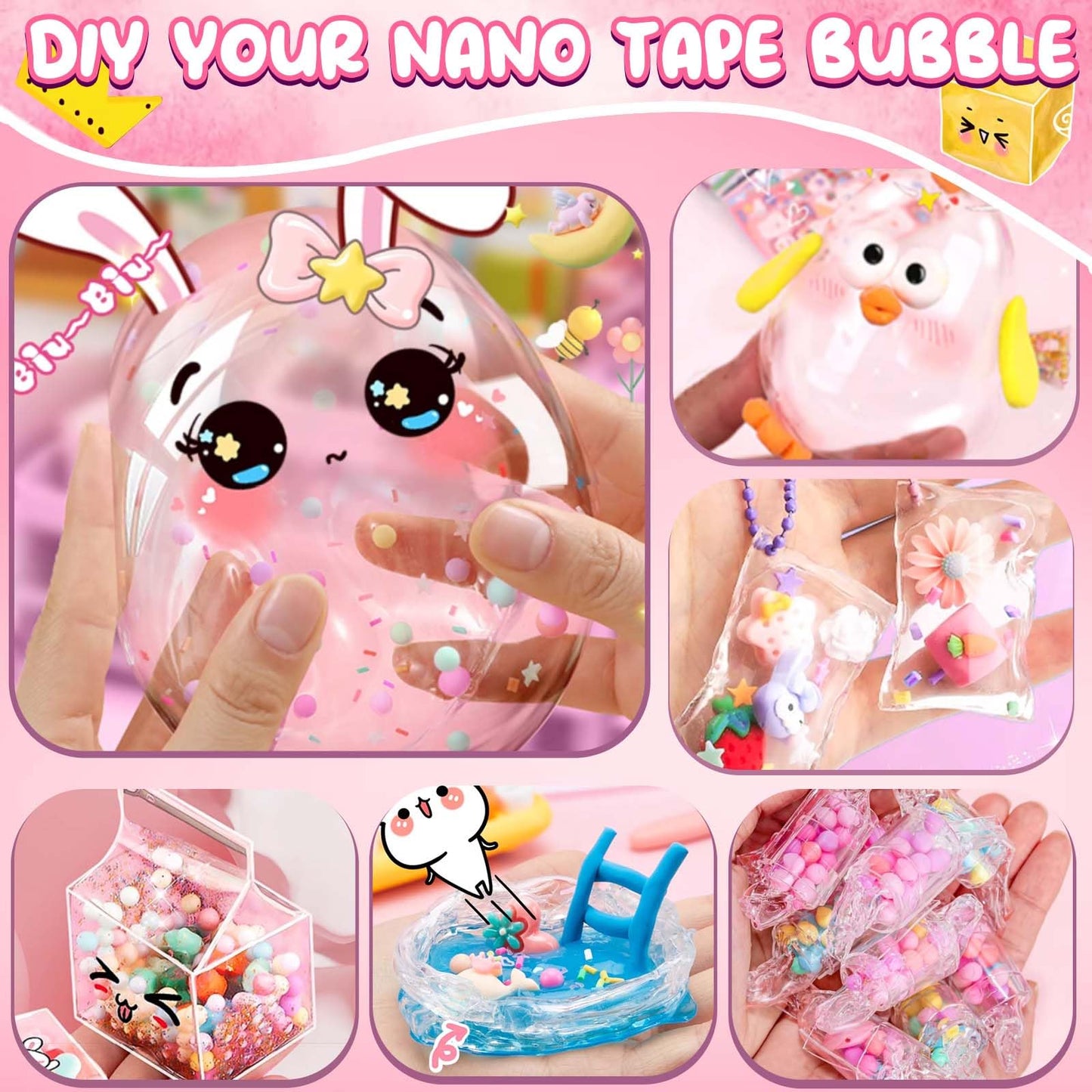 ZiZa Nano Tape Bubble Kit for Kids – DIY Bubble Maker & Squishy Craft Toy