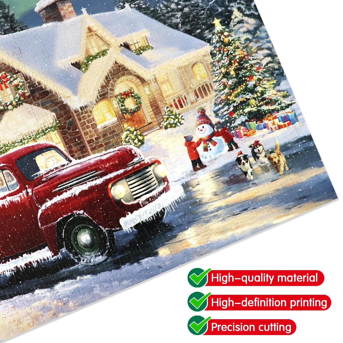 ZIZICG Christmas Puzzles 1000-Piece Snowhouse Truck Jigsaw – Holiday Family Fun