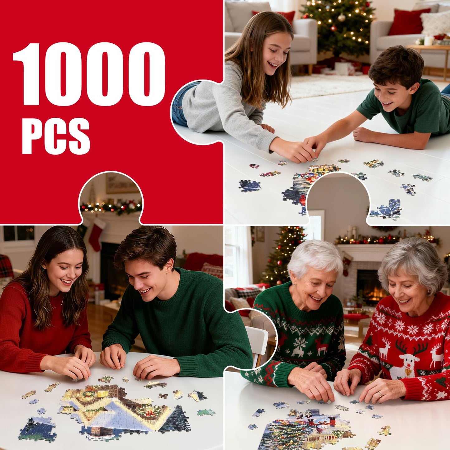 ZIZICG Christmas Puzzles 1000-Piece Snowhouse Truck Jigsaw – Holiday Family Fun