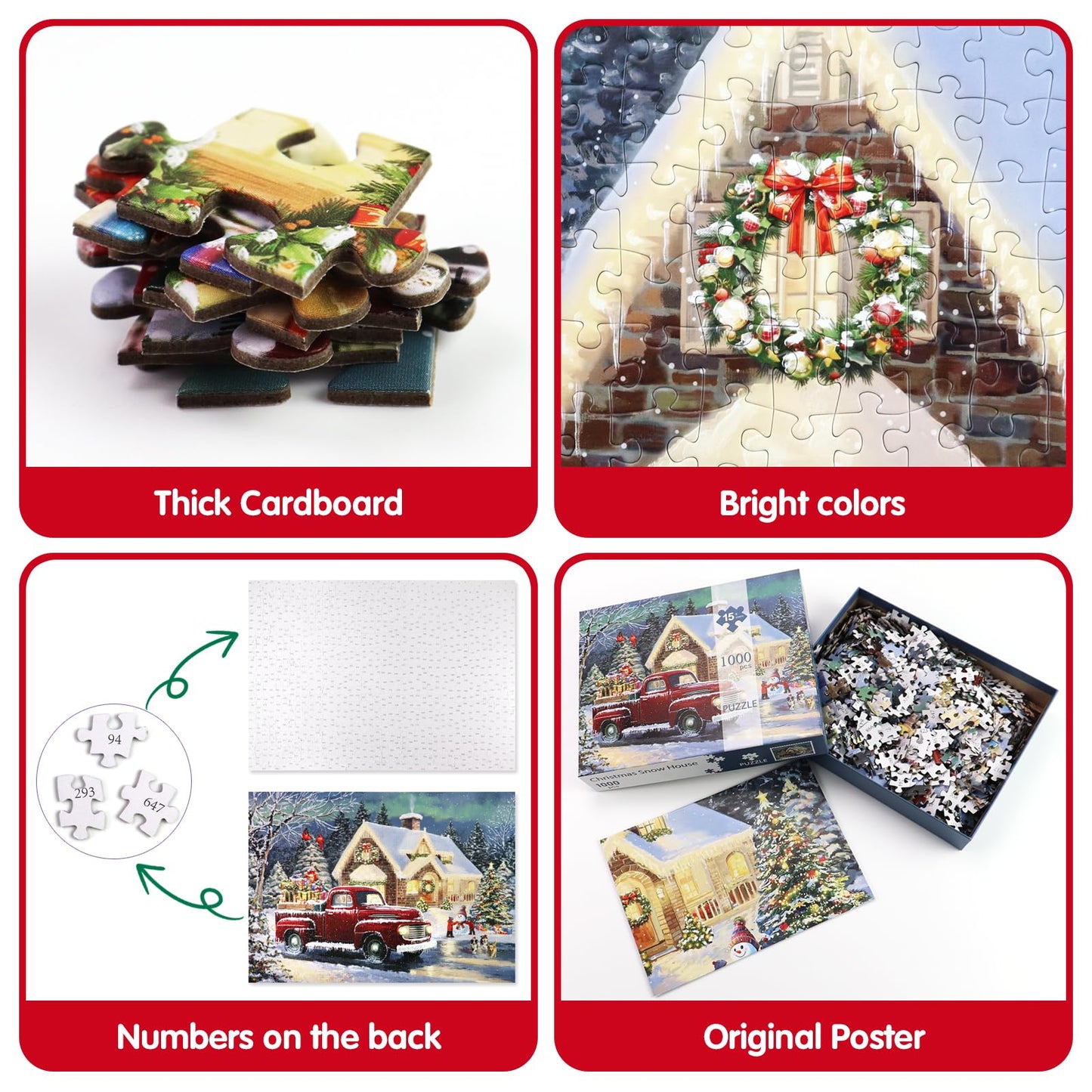 ZIZICG Christmas Puzzles 1000-Piece Snowhouse Truck Jigsaw – Holiday Family Fun