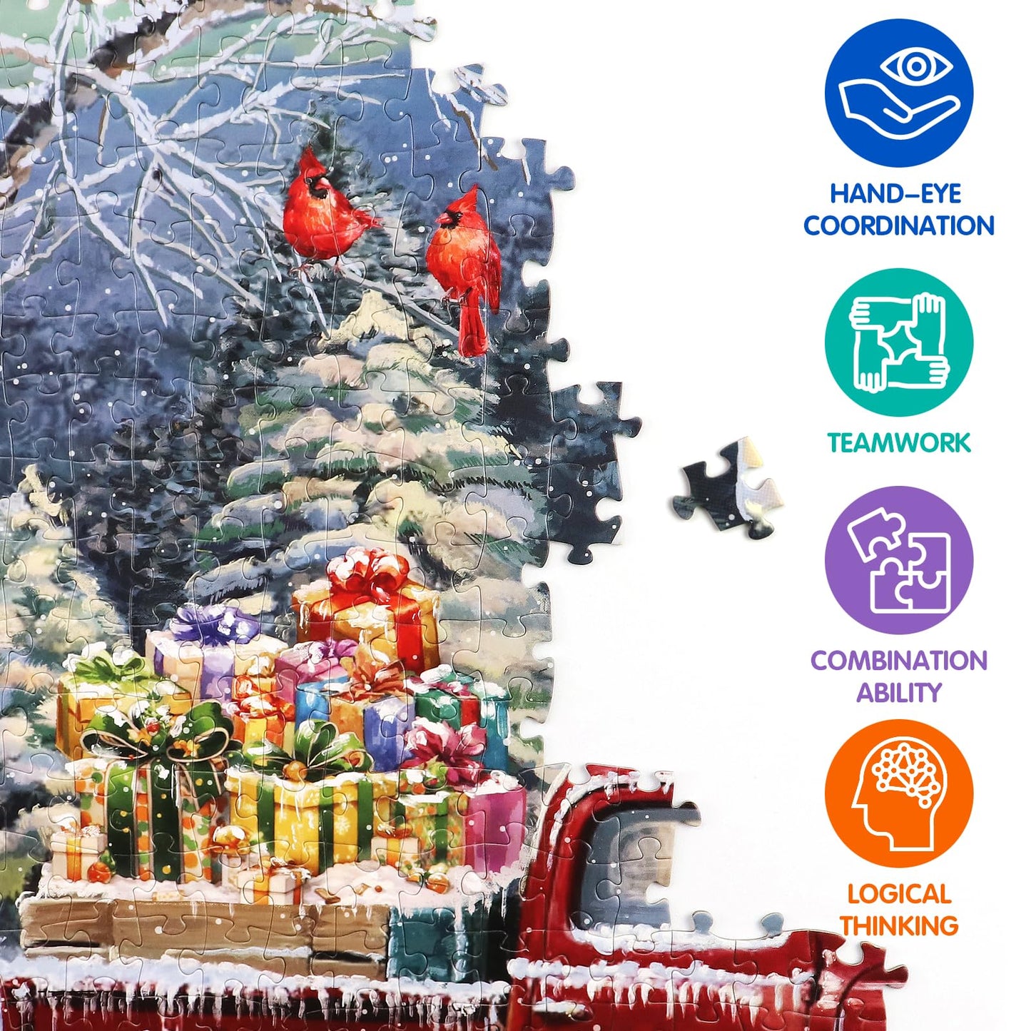 ZIZICG Christmas Puzzles 1000-Piece Snowhouse Truck Jigsaw – Holiday Family Fun