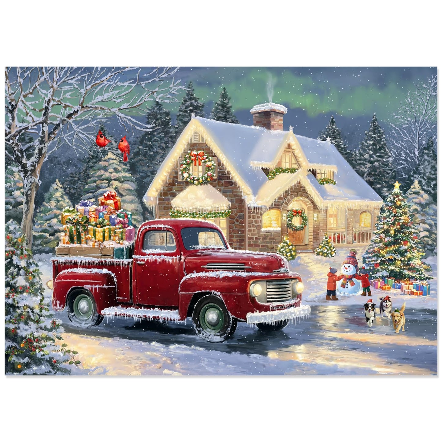 ZIZICG Christmas Puzzles 1000-Piece Snowhouse Truck Jigsaw – Holiday Family Fun