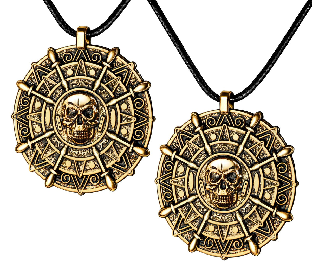 ZIZWO 2PCS Pirate Coin Necklace for Kids | Skull Necklace for Halloween & Pirate Parties