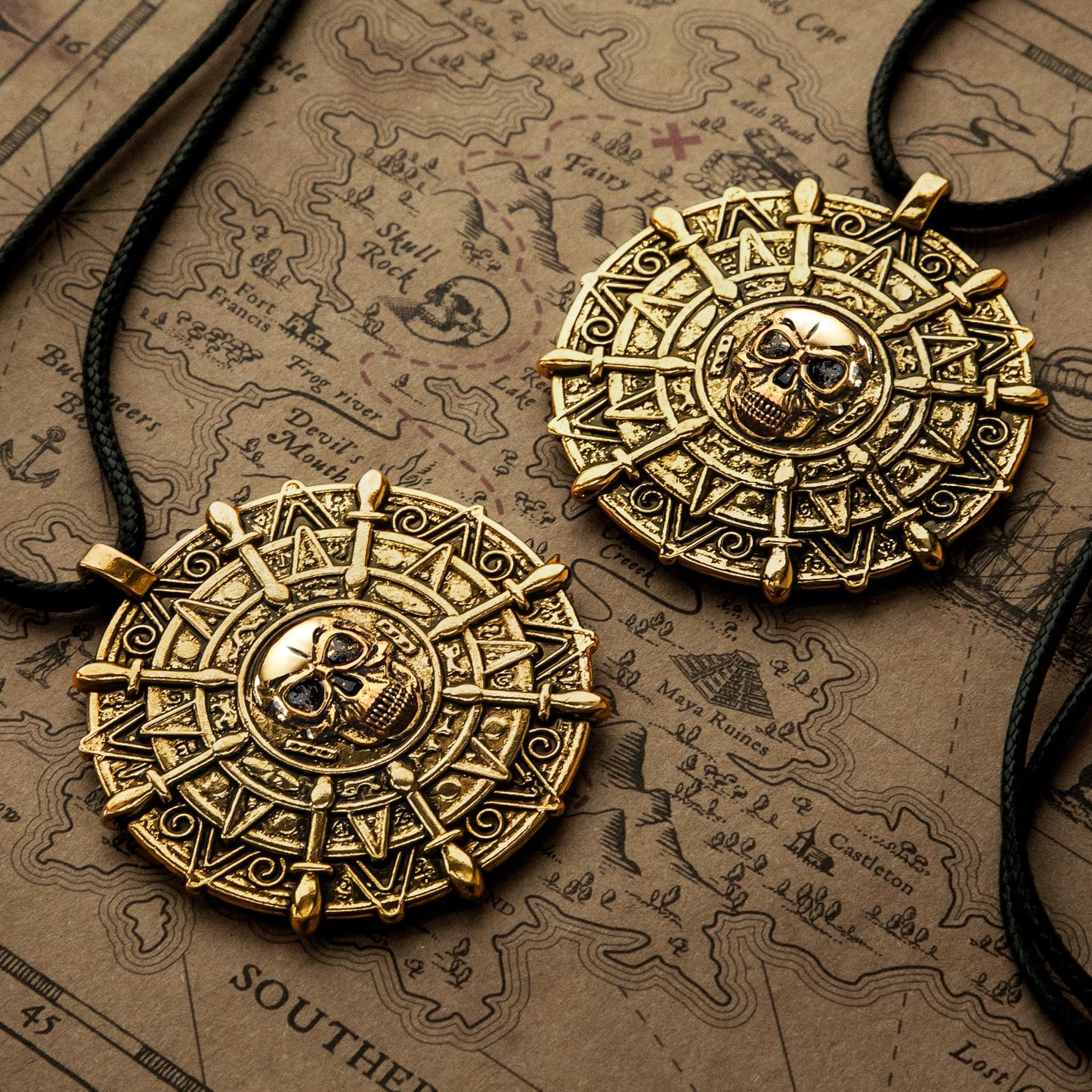 ZIZWO 2PCS Pirate Coin Necklace for Kids | Skull Necklace for Halloween & Pirate Parties