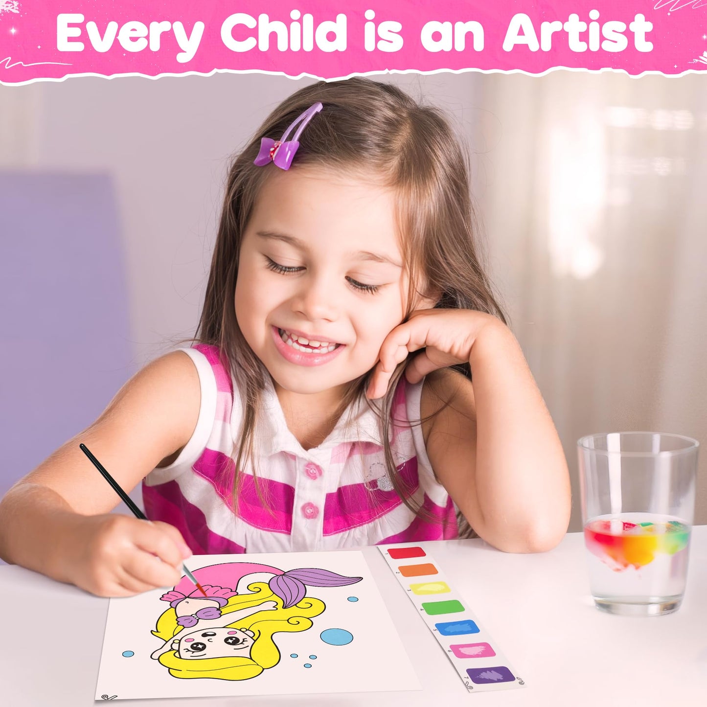ZIZZ Paint with Water Coloring Book for Kids 3-8 — Mess-Free Princess Art Kit