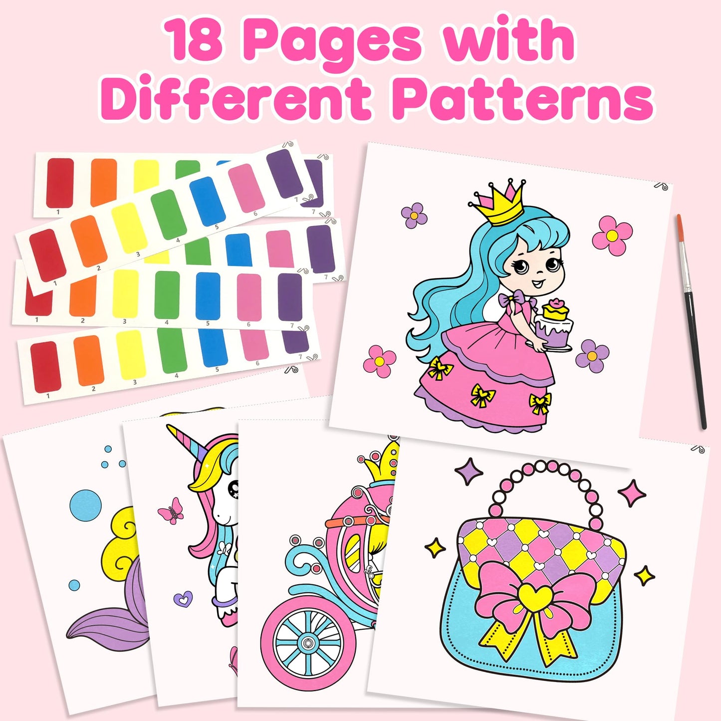 ZIZZ Paint with Water Coloring Book for Kids 3-8 — Mess-Free Princess Art Kit