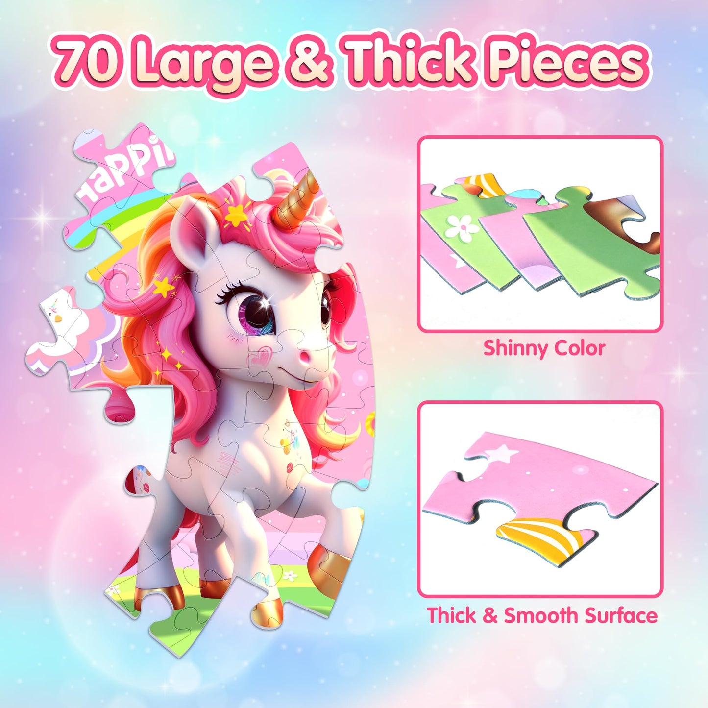 ZIZZ Unicorn Floor Puzzle for Kids (70 Pieces) – Educational Toy for Ages 3–8, Gift Idea