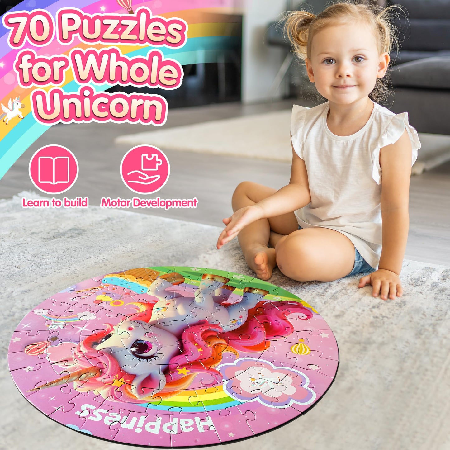 ZIZZ Unicorn Floor Puzzle for Kids (70 Pieces) – Educational Toy for Ages 3–8, Gift Idea