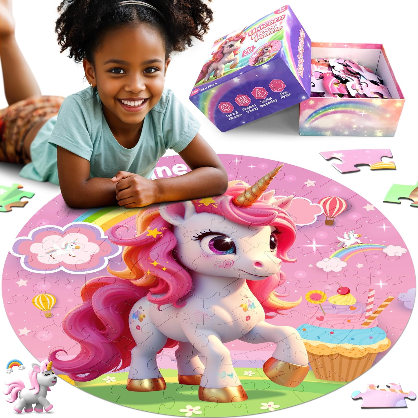 ZIZZ Unicorn Floor Puzzle for Kids (70 Pieces) – Educational Toy for Ages 3–8, Gift Idea