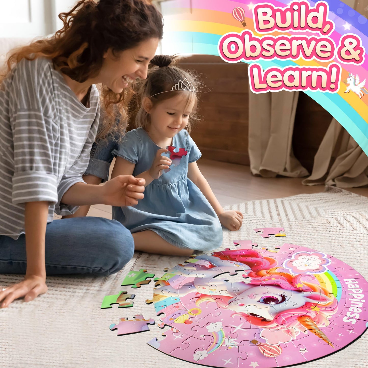 ZIZZ Unicorn Floor Puzzle for Kids (70 Pieces) – Educational Toy for Ages 3–8, Gift Idea