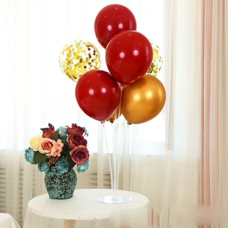 ZJDHPTY Red & Gold Balloon Stand Set4 – Table Centerpiece for Parties, Weddings & Celebrations