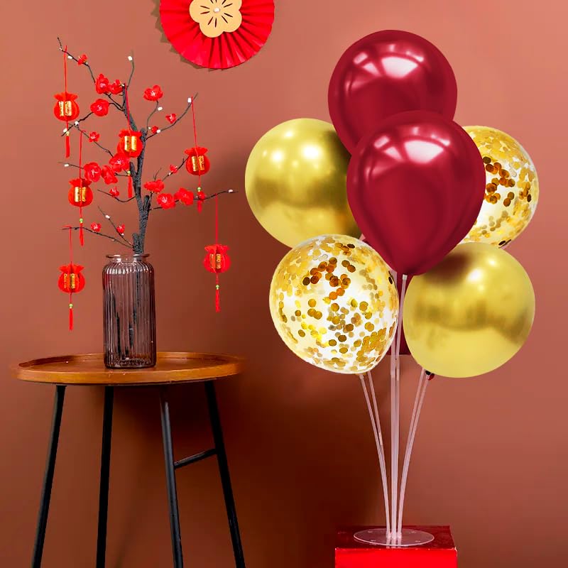 ZJDHPTY Red & Gold Balloon Stand Set4 – Table Centerpiece for Parties, Weddings & Celebrations