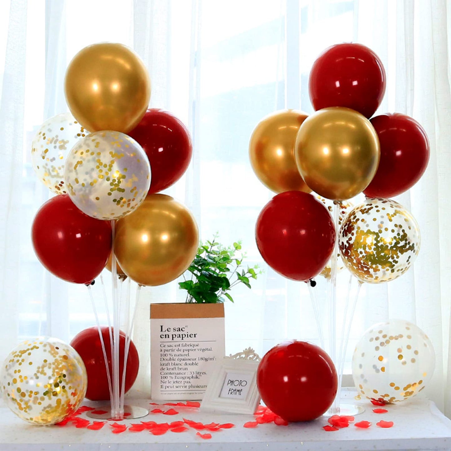 ZJDHPTY Red & Gold Balloon Stand Set4 – Table Centerpiece for Parties, Weddings & Celebrations