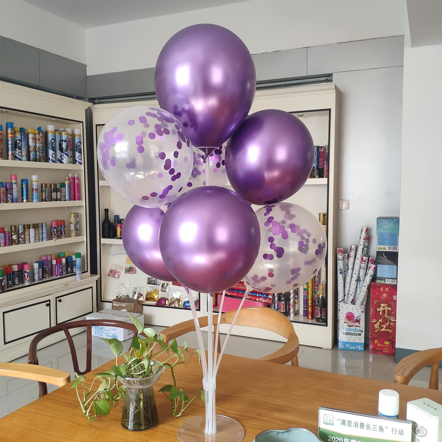 ZJDHPTY Purple Balloon Stand Centerpiece Kit Set4 — Birthday, Bridal Shower, Wedding Decor