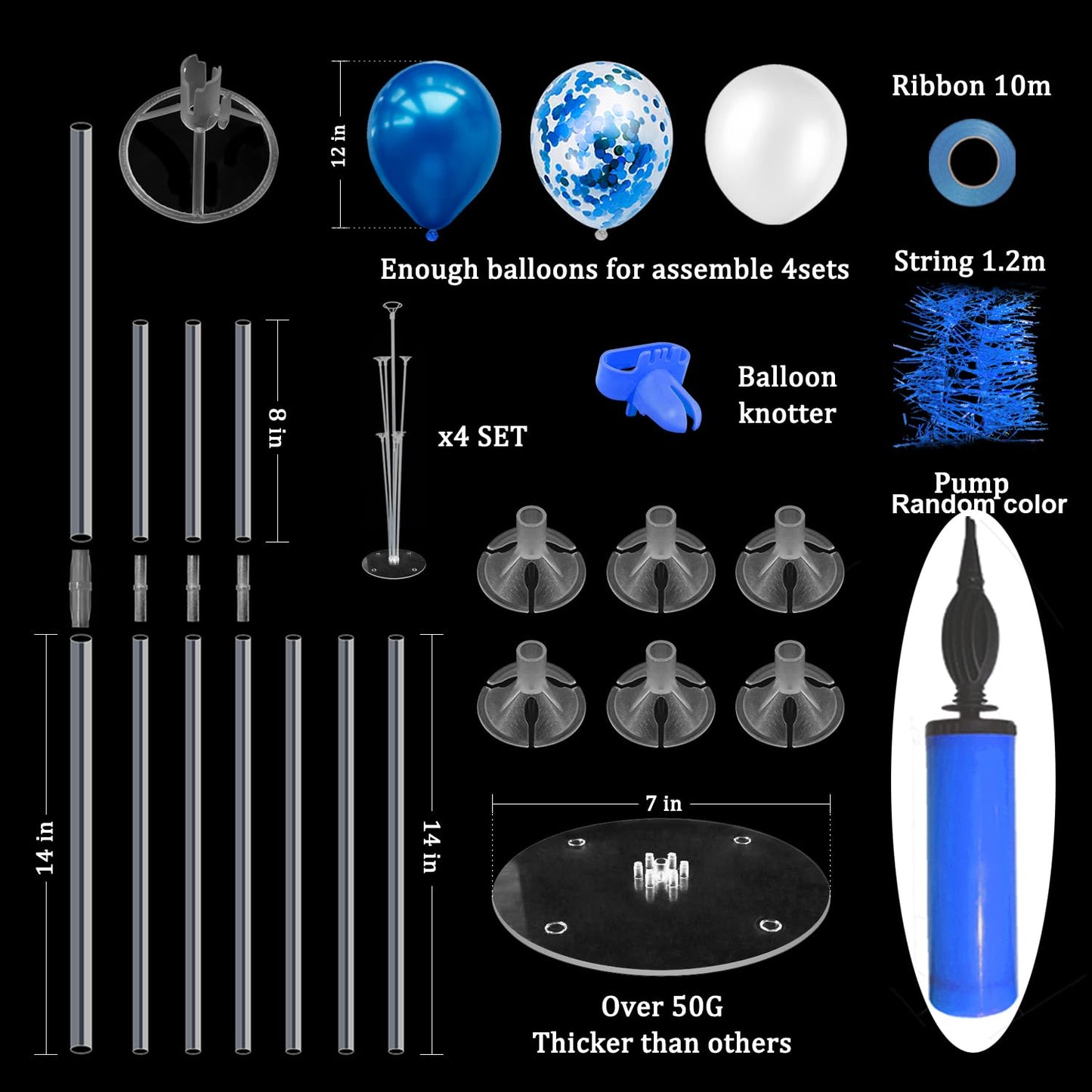 ZJDHPTY Blue Balloon Stand Centerpiece Kit – Birthday, Father's Day, Graduation (Blue Set4)