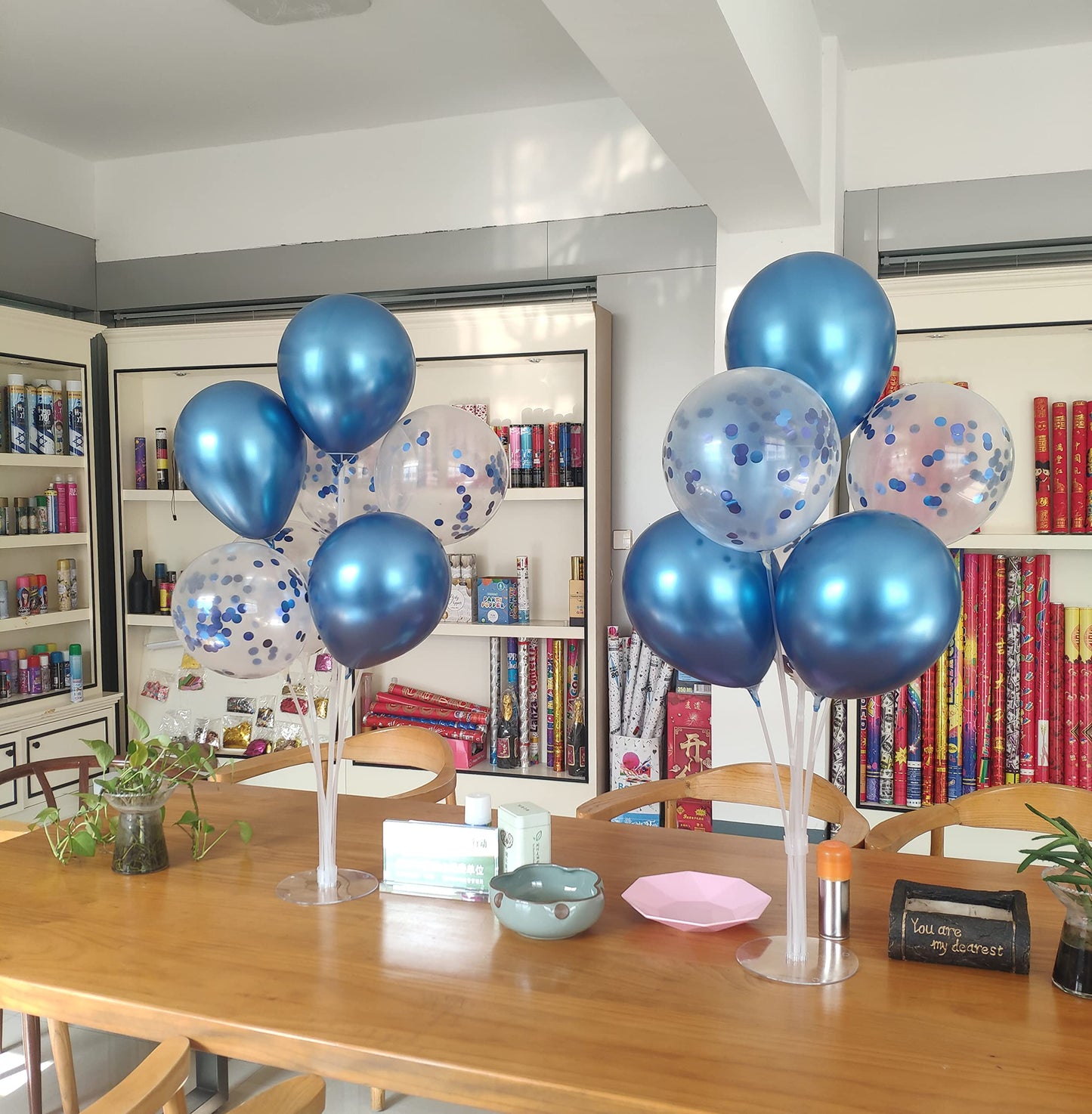 ZJDHPTY Blue Balloon Stand Centerpiece Kit – Birthday, Father's Day, Graduation (Blue Set4)