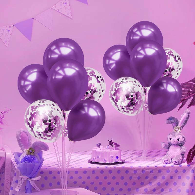 ZJDHPTY Purple Balloon Stand Centerpiece Kit Set4 — Birthday, Bridal Shower, Wedding Decor