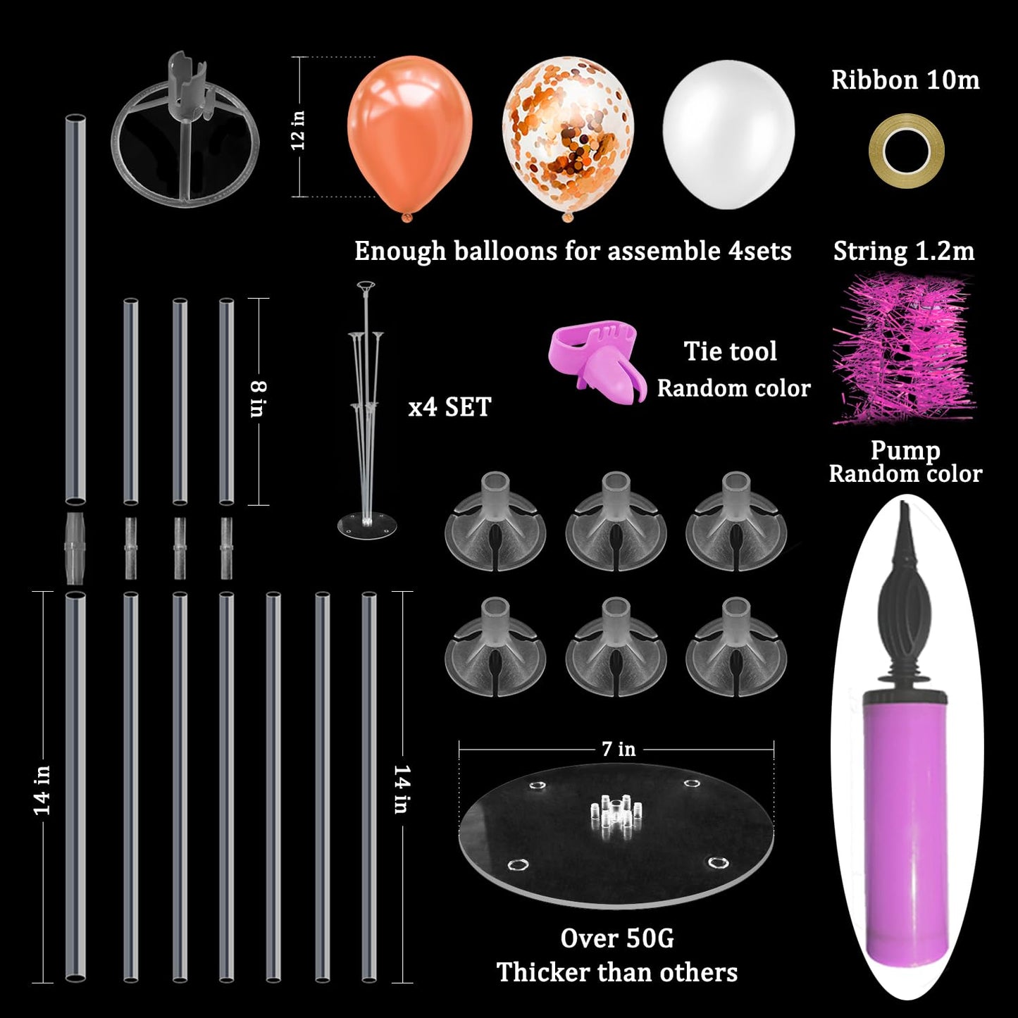 ZJDHPTY Rose Gold Balloon Stand Centerpiece Kit – 4-Set for Birthday & Wedding (Set4)