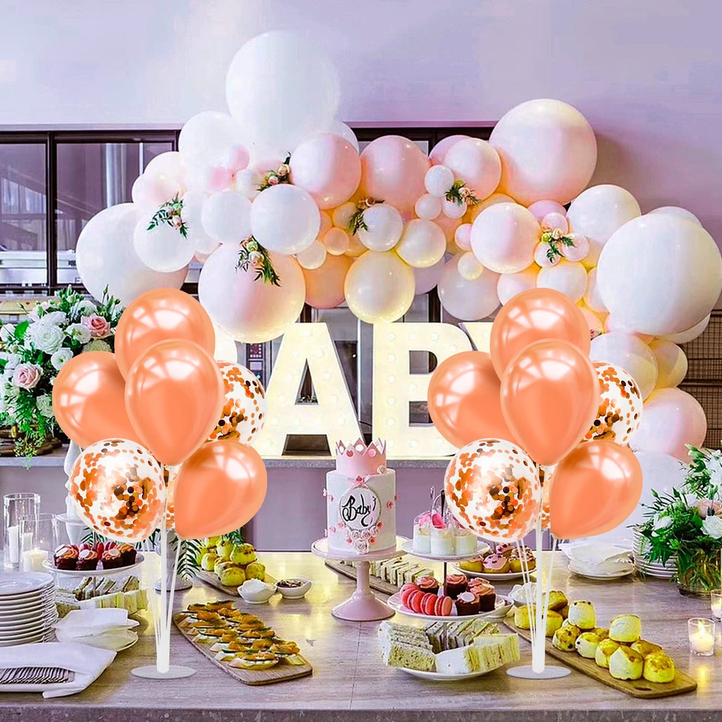 ZJDHPTY Rose Gold Balloon Stand Centerpiece Kit – 4-Set for Birthday & Wedding (Set4)