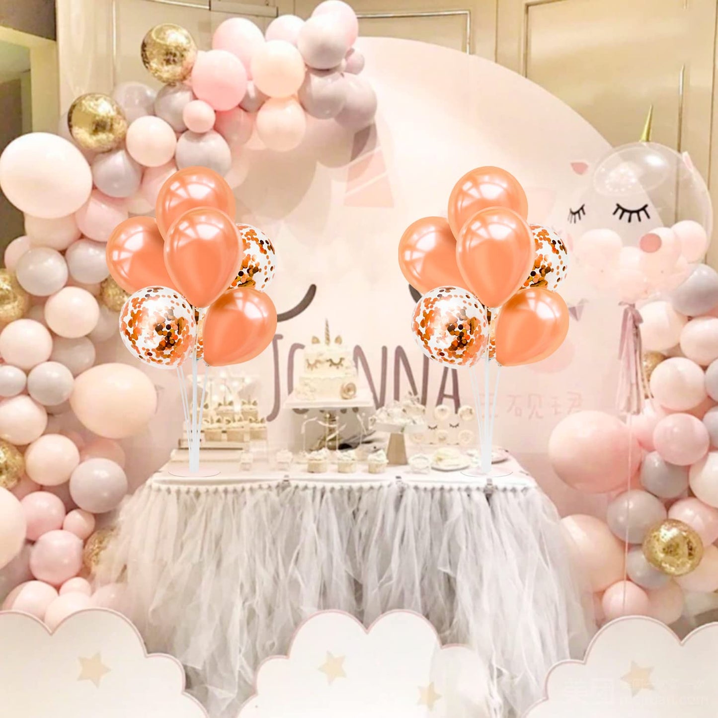 ZJDHPTY Rose Gold Balloon Stand Centerpiece Kit – 4-Set for Birthday & Wedding (Set4)