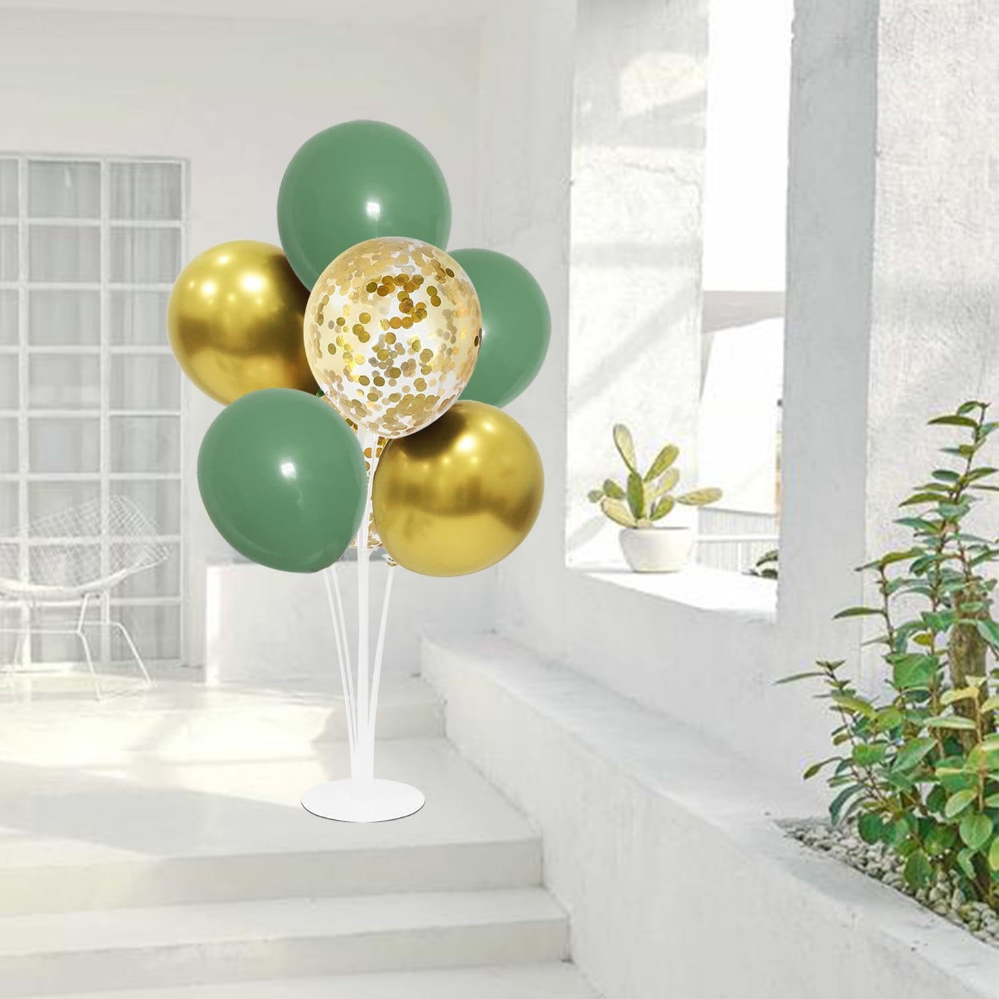 ZJDHPTY Green and Gold Balloon Stand Centerpiece Kit – Birthday, Woodland Baby Shower, Graduation