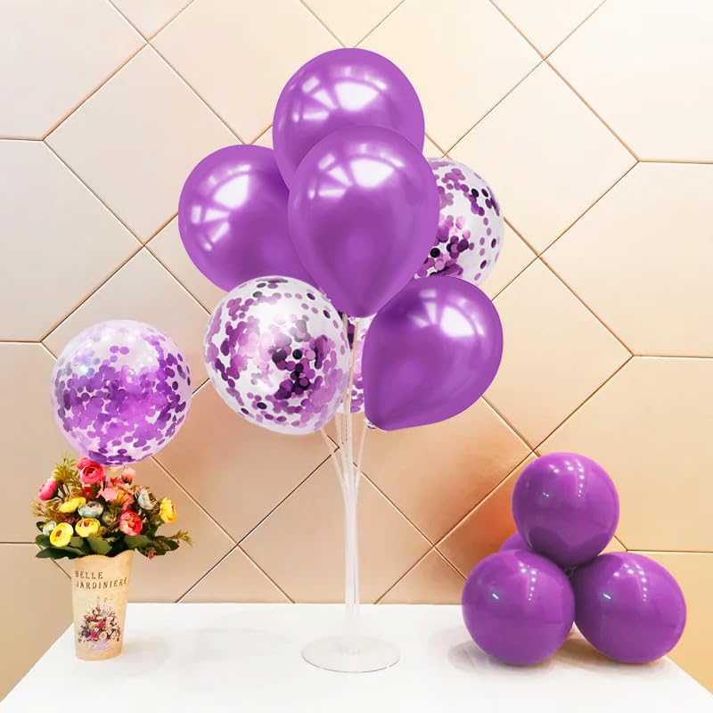 ZJDHPTY Purple Balloon Stand Centerpiece Kit Set4 — Birthday, Bridal Shower, Wedding Decor