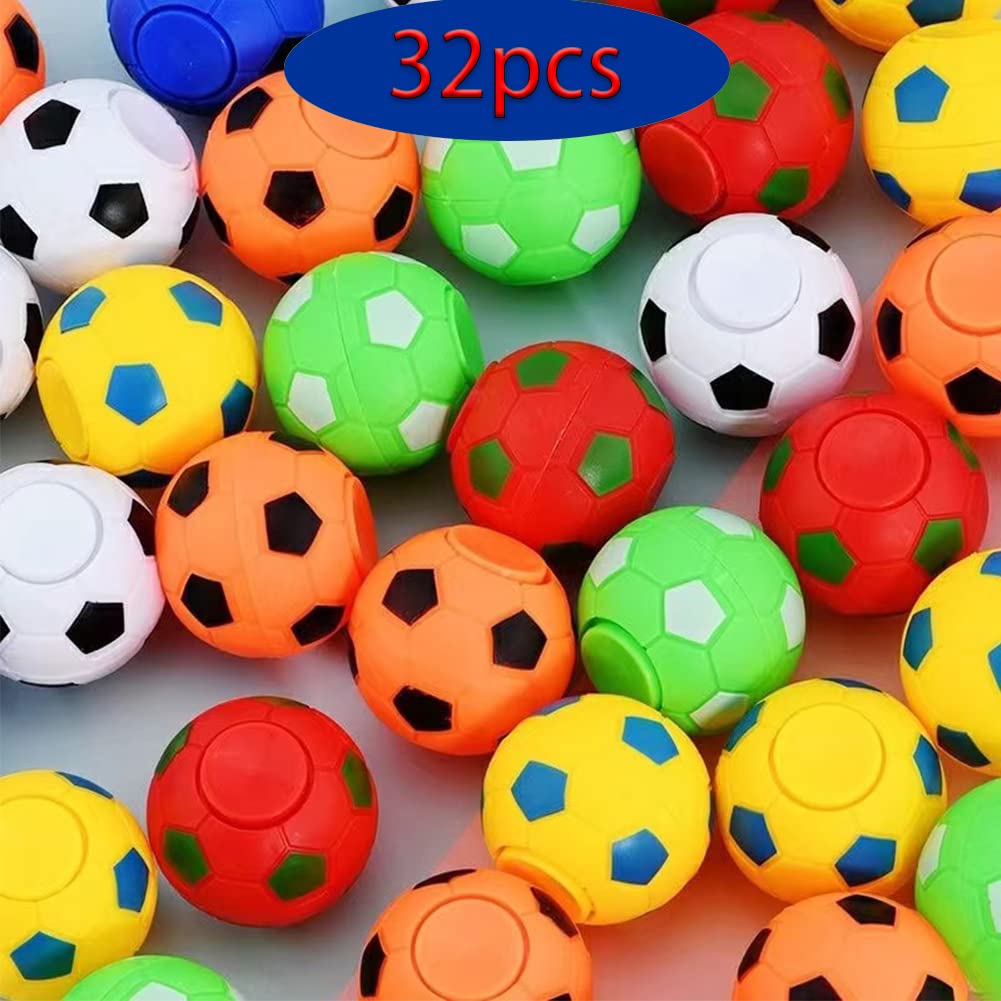 ZJDL 32 PCS Mini Fidget Soccer Ball Toys – Rotatable Finger Stress Balls for Kids, Party Favors & Classroom Prizes