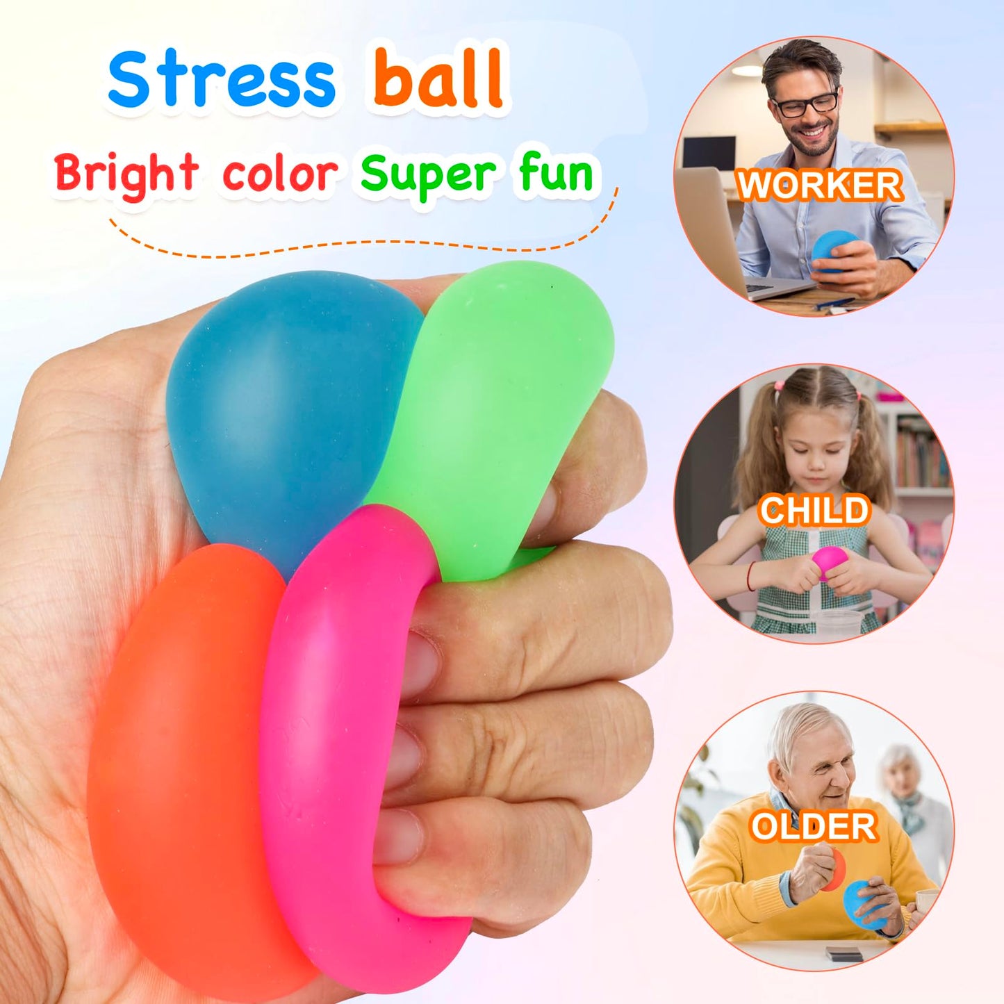 ZJDL 6-Pack Squishy Stress Balls – Fidget Toys for Focus, Calm, and Fun