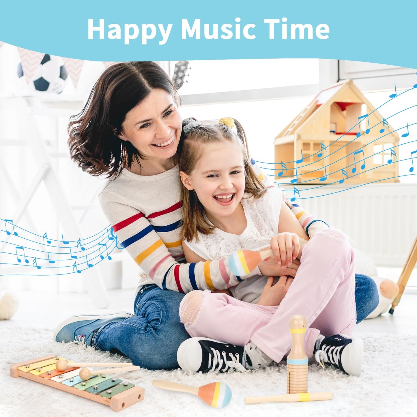 ZJEFUNS Baby Musical Instruments Set – Wooden Montessori Toys for Toddlers 1-3 | 9-in-1 Educational Music Kit