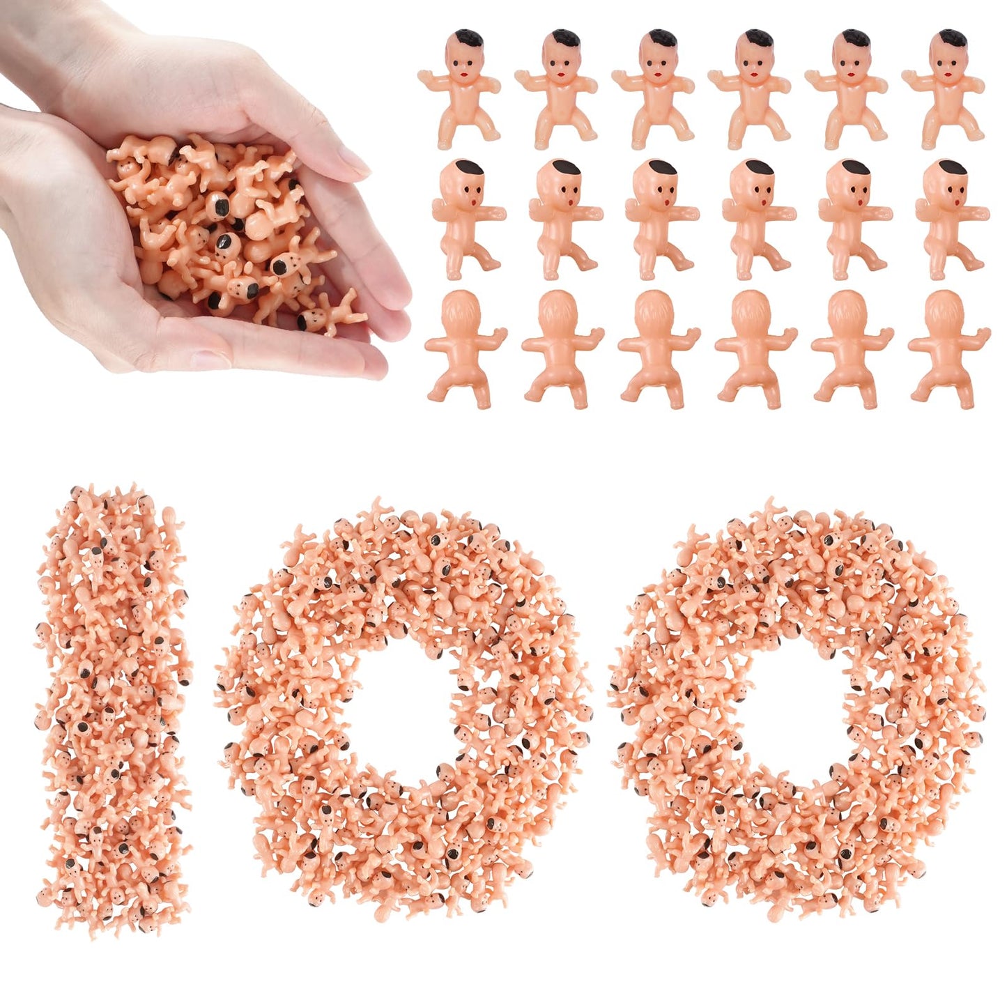 ZJJZGYXINTAI 100 PCS Mini Baby Figurines for Baby Shower Games – 1-Inch Plastic Babies