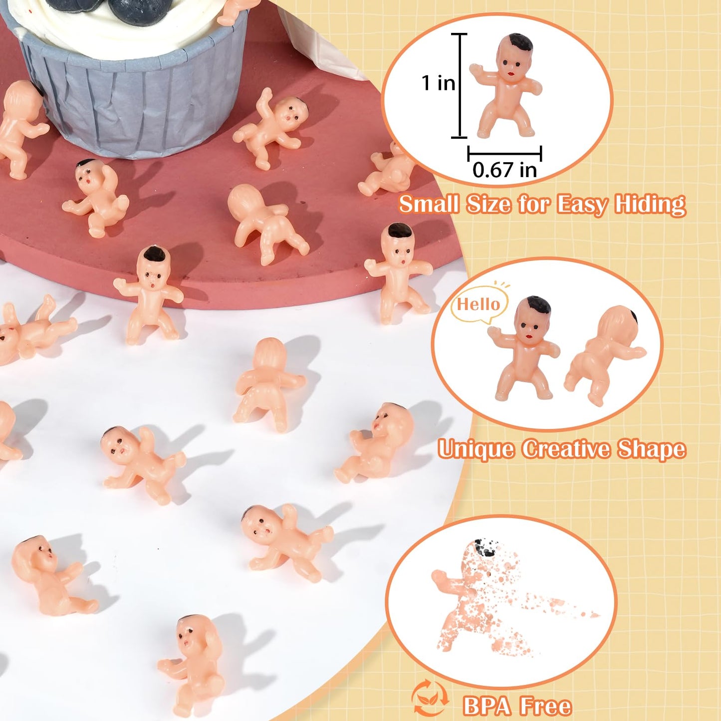 ZJJZGYXINTAI 100 PCS Mini Baby Figurines for Baby Shower Games – 1-Inch Plastic Babies