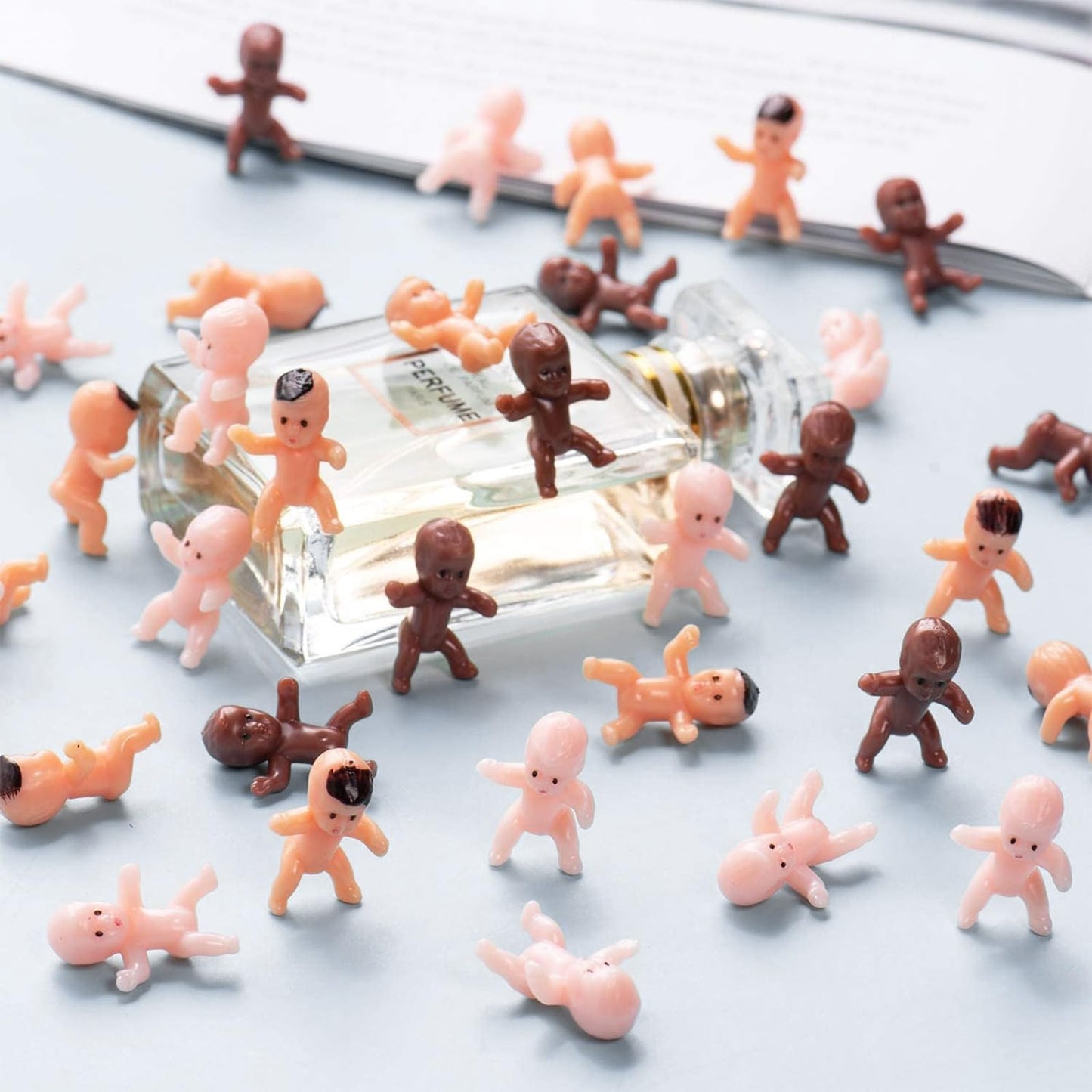 ZJJZGYXINTAI 100 PCS Mini Baby Figurines for Baby Shower Games – 1-Inch Plastic Babies